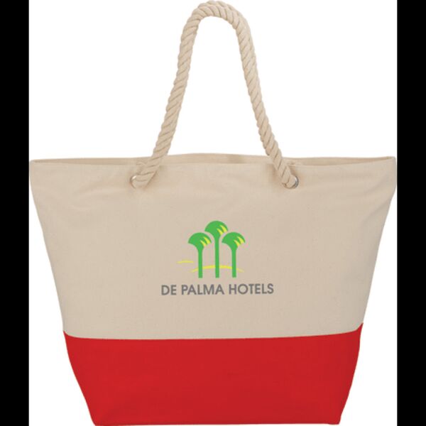Zippered 12oz Cotton Canvas Rope Tote Thumbnail