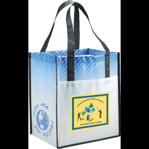 Big Grocery Striped Laminated Non-Woven Tote Thumbnail