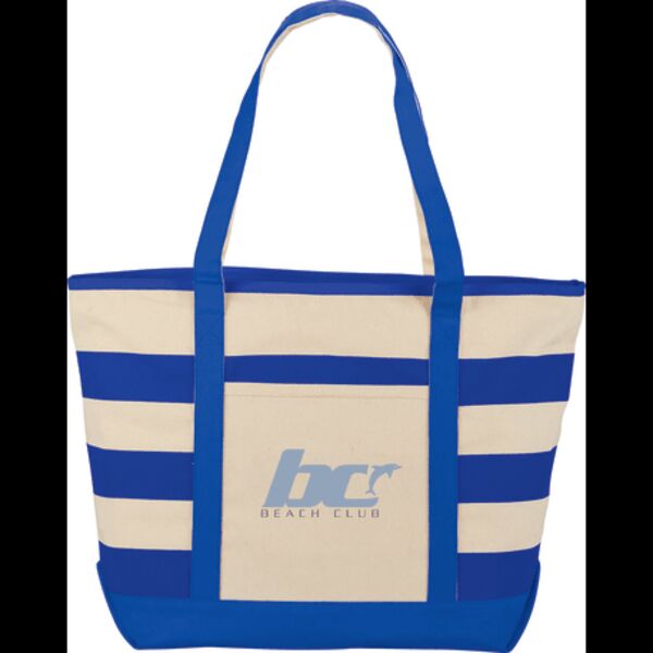 Zippered Stripe 10oz Cotton Canvas Tote Thumbnail