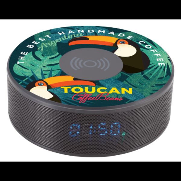 Bluetooth Speaker Clock w/Wireless Charging Thumbnail