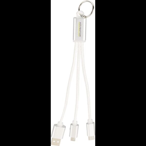 Metal 3-in-1 Charging Cable with Key ring Thumbnail