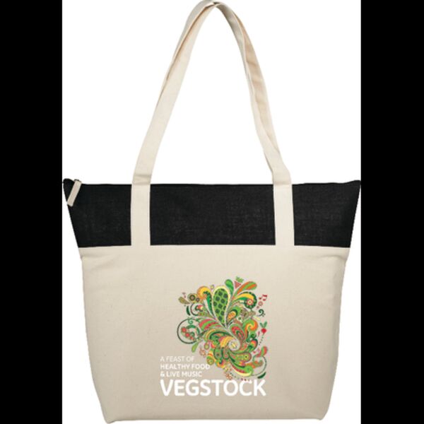 Jute Accent 10oz Cotton Canvas Zippered Tote Thumbnail