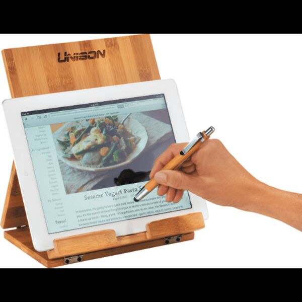 Tablet or Recipe Book Stand with Ballpoint Stylus Thumbnail