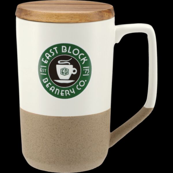 Tahoe Tea & Coffee Ceramic Mug with Wood Lid 16oz Thumbnail